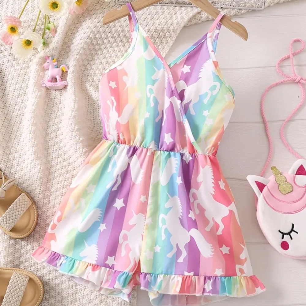 Girls Rainbow unicorn Romper